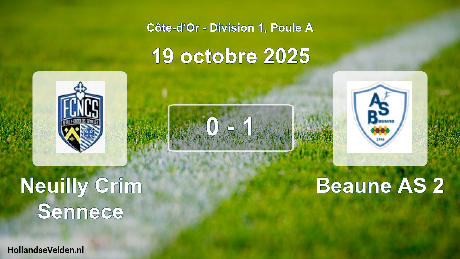 Match joué: Neuilly Crim Sennece - Beaune AS 2 0 - 1 (19 octobre 2025)