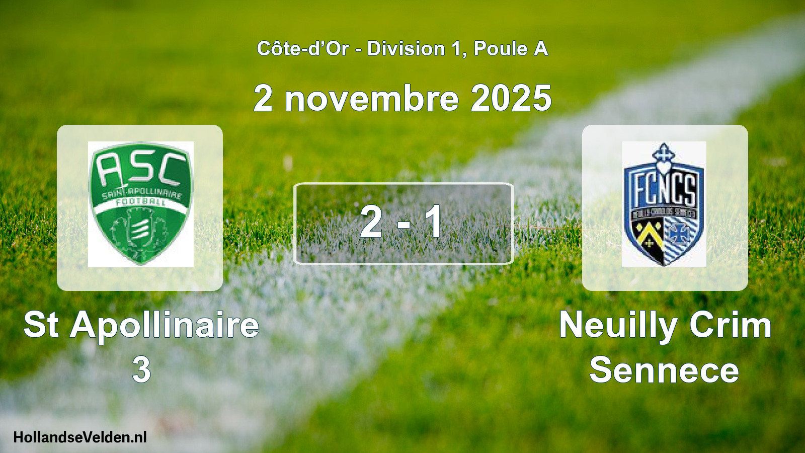 Gespeelde wedstrijd: St Apollinaire 3 - Neuilly Crim Sennece 2 - 1 (2 november 2025)