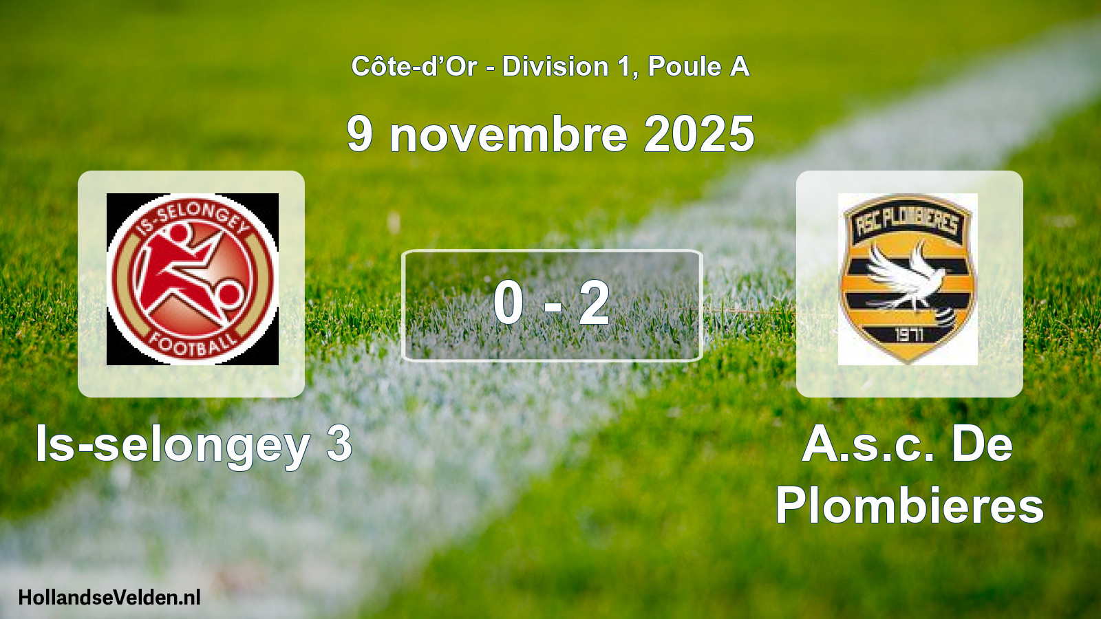 Match joué: Is-selongey 3 - A.s.c. De Plombieres 0 - 2 (9 novembre 2025)