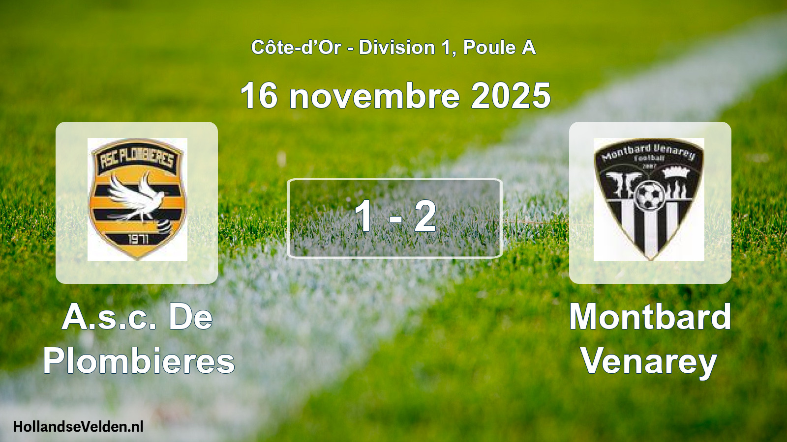 Match joué: A.s.c. De Plombieres - Montbard Venarey 1 - 2 (16 novembre 2025)