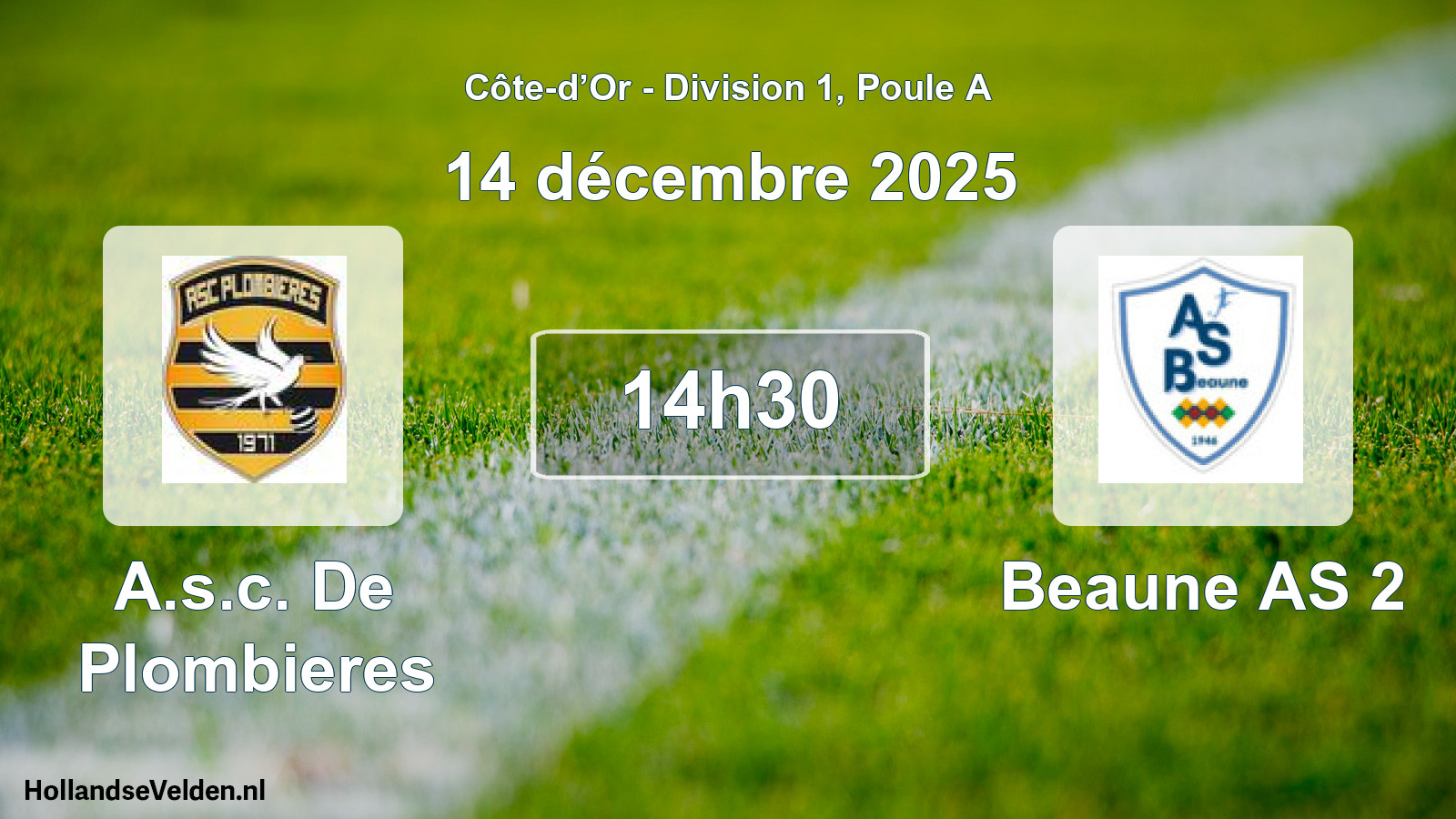 Match programmé: A.s.c. De Plombieres - Beaune AS 2 (14 décembre 2025)