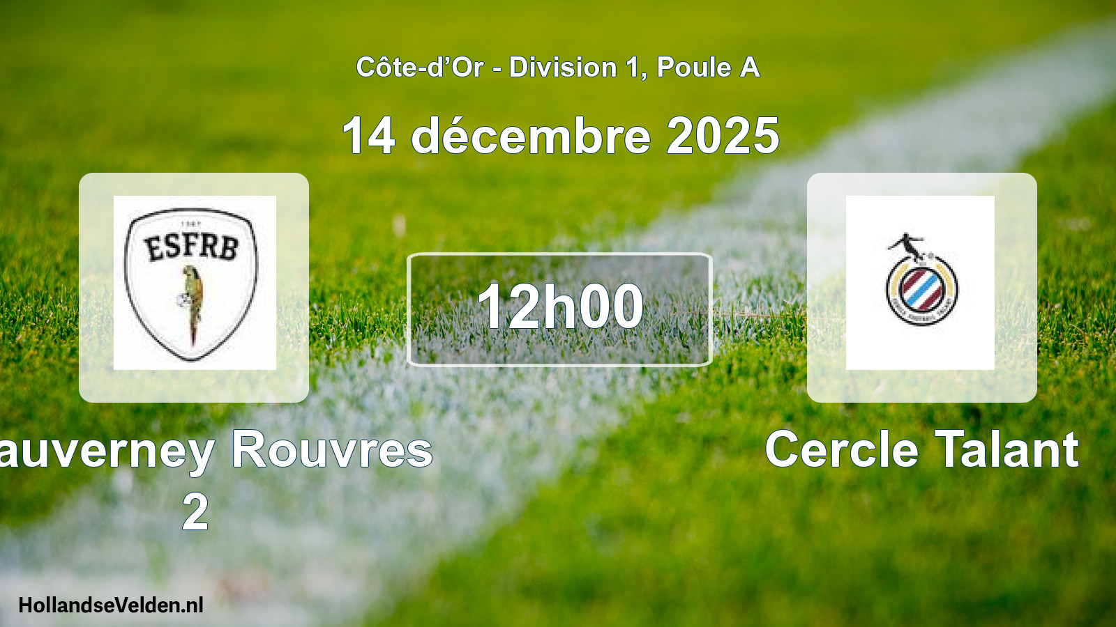 Match programmé: Fauverney Rouvres 2 - Cercle Talant (14 décembre 2025)