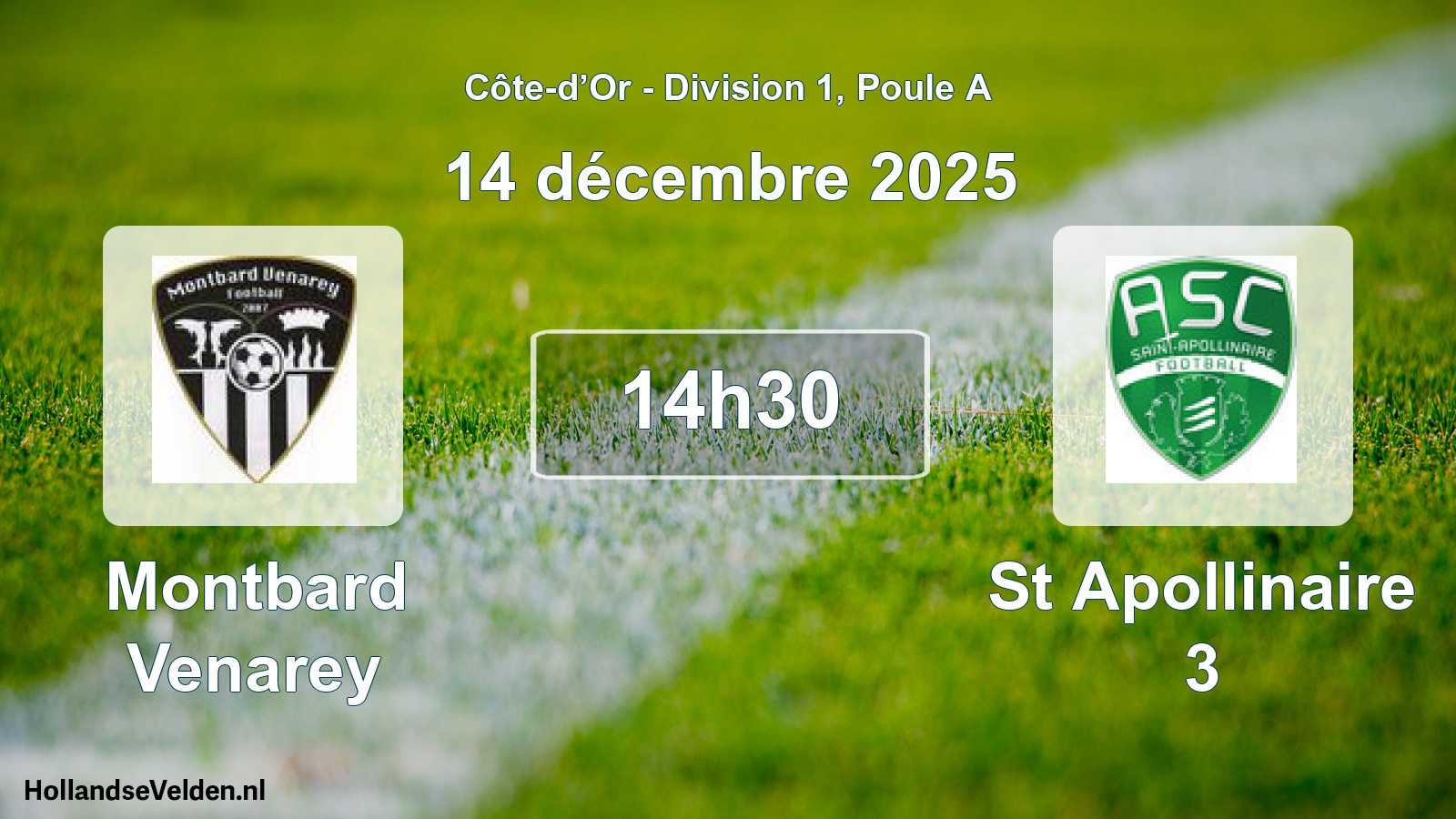 Match programmé: Montbard Venarey - St Apollinaire 3 (14 décembre 2025)