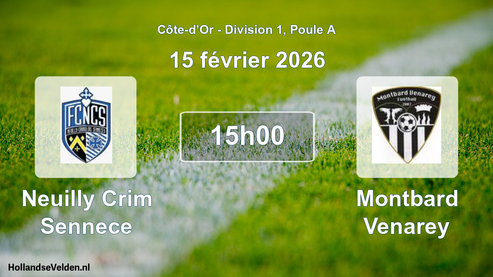 Match programmé: Neuilly Crim Sennece - Montbard Venarey (15 février 2026)