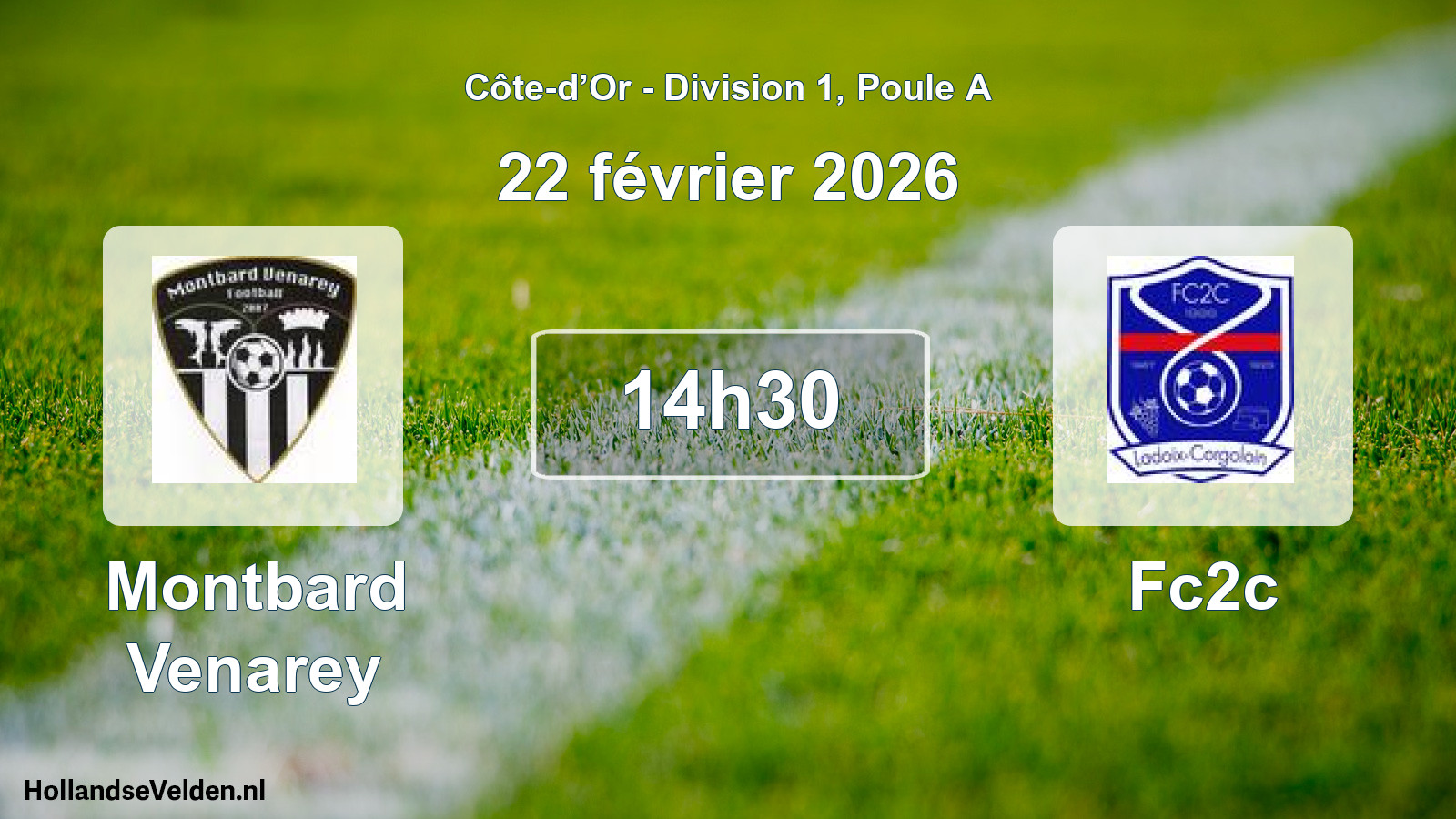 Match programmé: Montbard Venarey - Fc2c (22 février 2026)