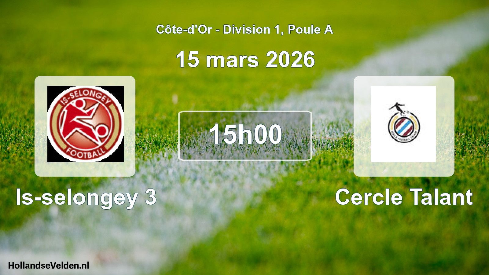 Match programmé: Is-selongey 3 - Cercle Talant (15 mars 2026)