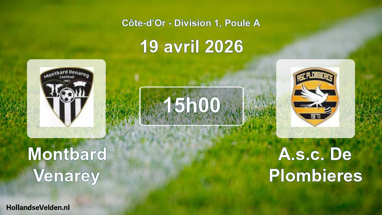 Match programmé: Montbard Venarey - A.s.c. De Plombieres (19 avril 2026)