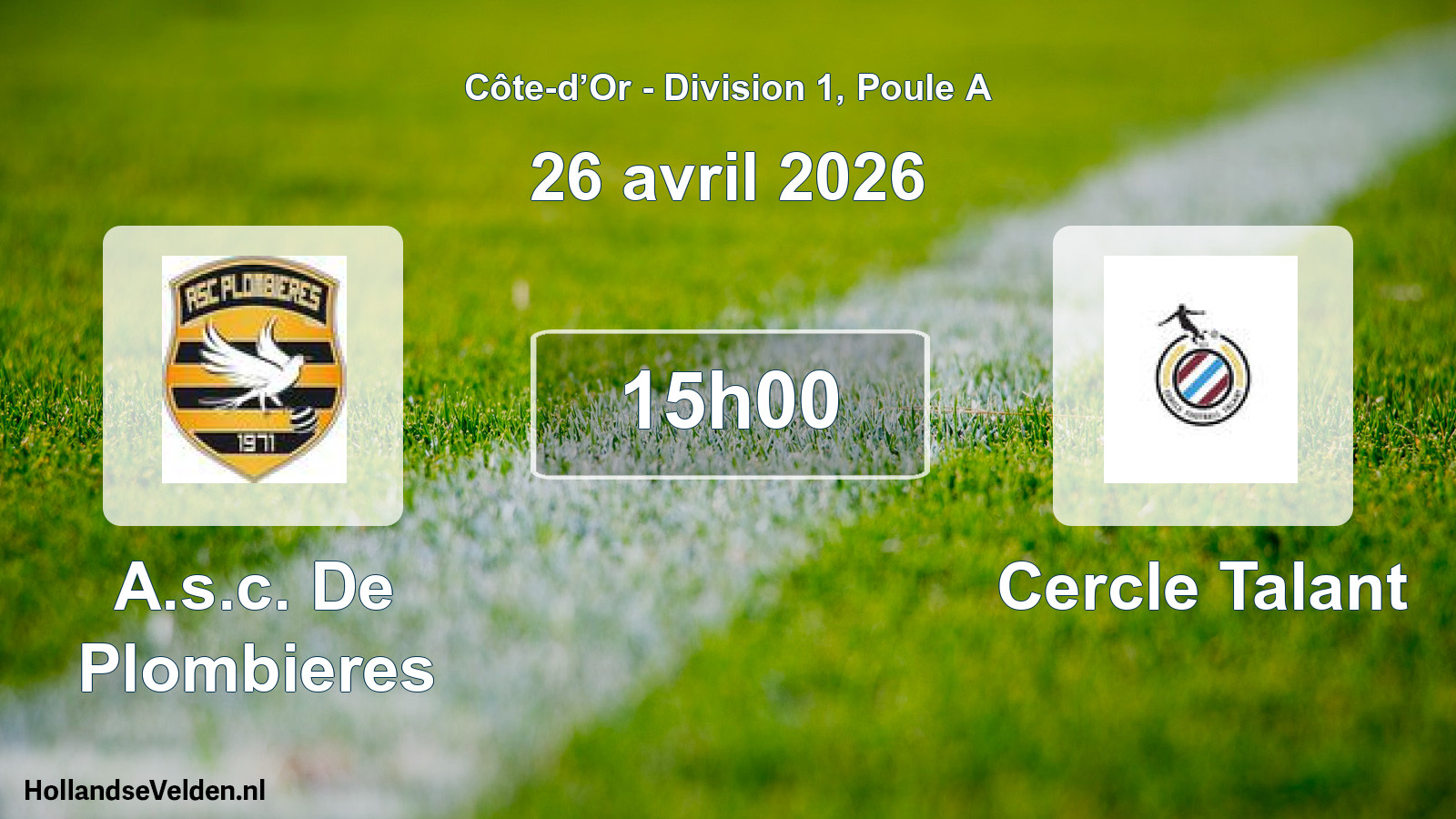 Match programmé: A.s.c. De Plombieres - Cercle Talant (26 avril 2026)