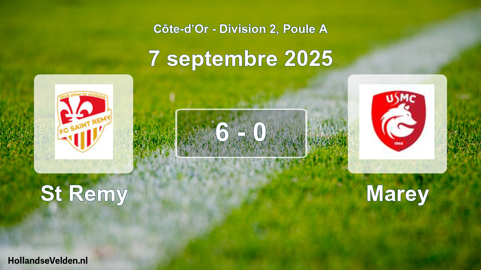 Match joué: St Remy - Marey 6 - 0 (7 septembre 2025)