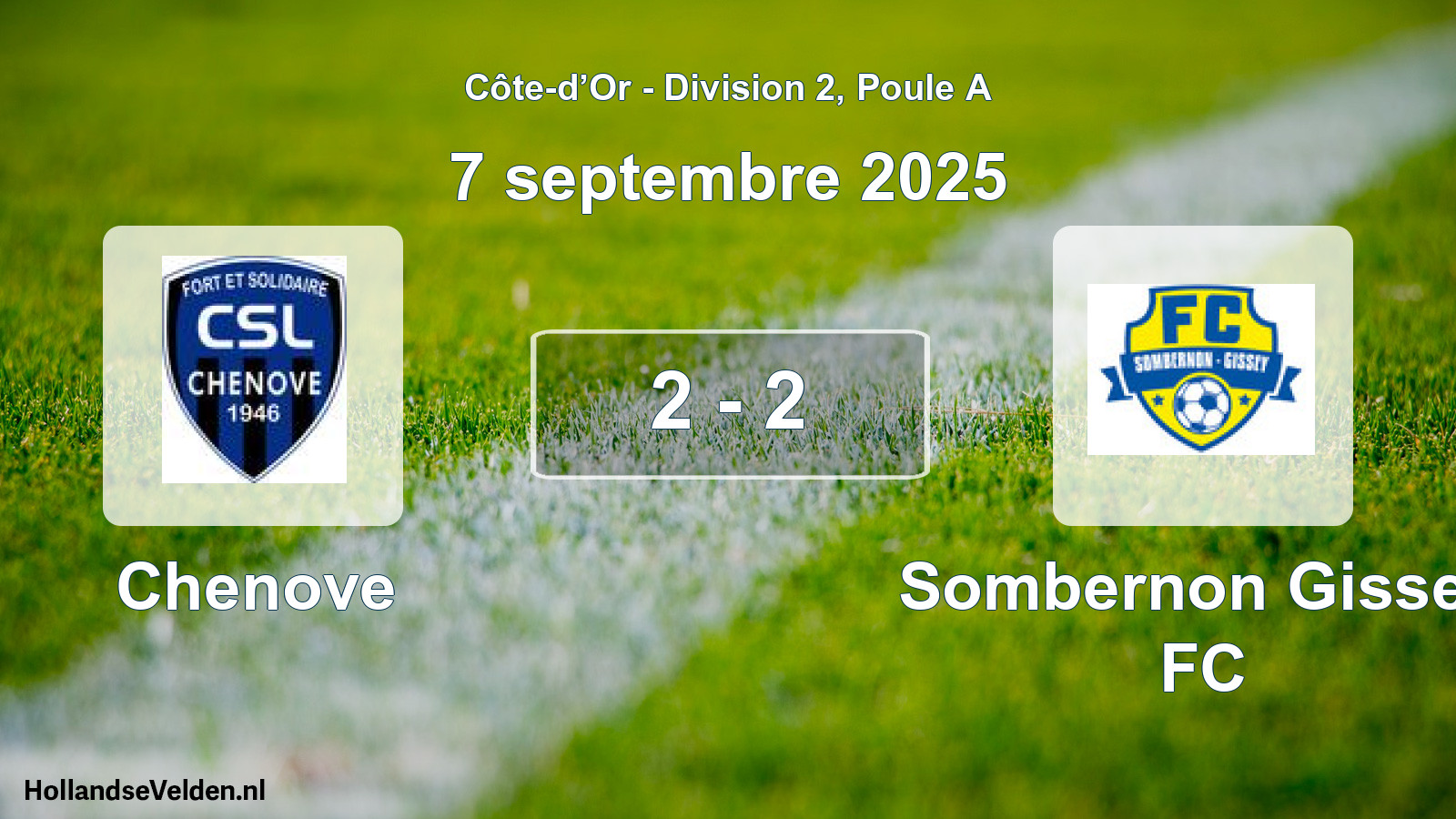 Total number of matches played: Chenove - Sombernon Gissey FC 2 - 2 (7 September 2025)