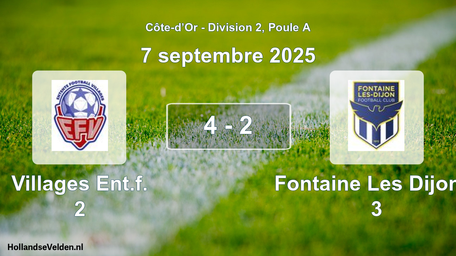 Match joué: Villages Ent.f. 2 - Fontaine Les Dijon F 3 4 - 2 (7 septembre 2025)
