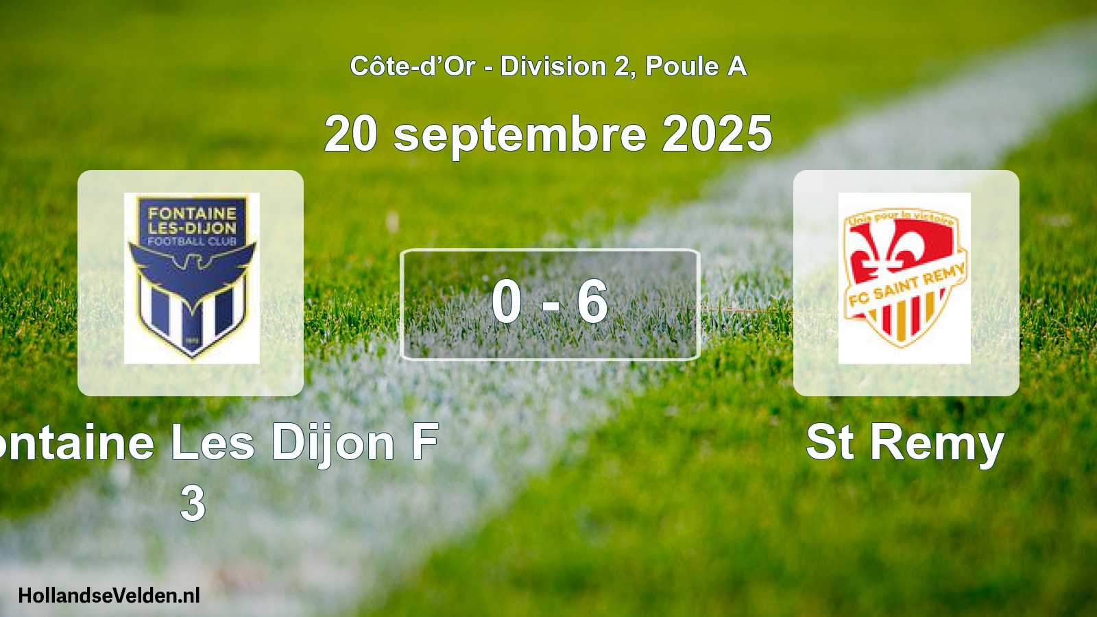 Total number of matches played: Fontaine Les Dijon F 3 - St Remy 0 - 6 (20 September 2025)