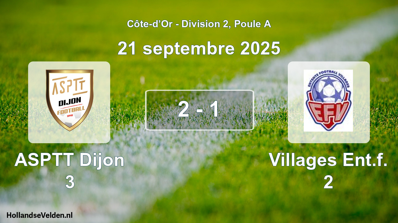 Total number of matches played: ASPTT Dijon 3 - Villages Ent.f. 2 2 - 1 (21 September 2025)
