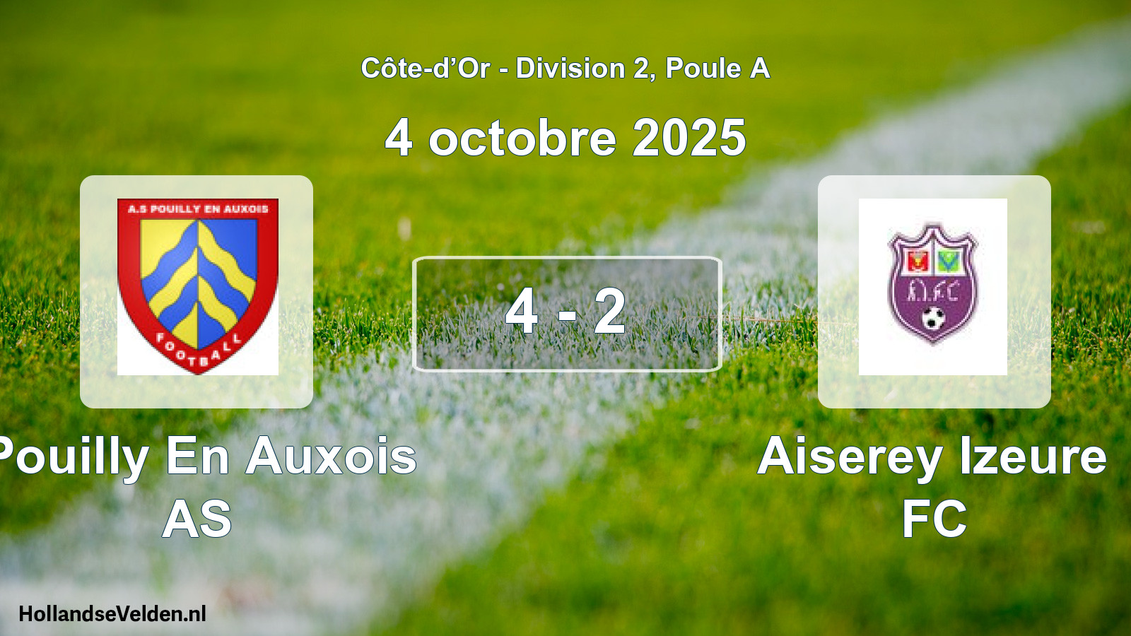 Gespeelde wedstrijd: Pouilly En Auxois AS - Aiserey Izeure FC 4 - 2 (4 oktober 2025)