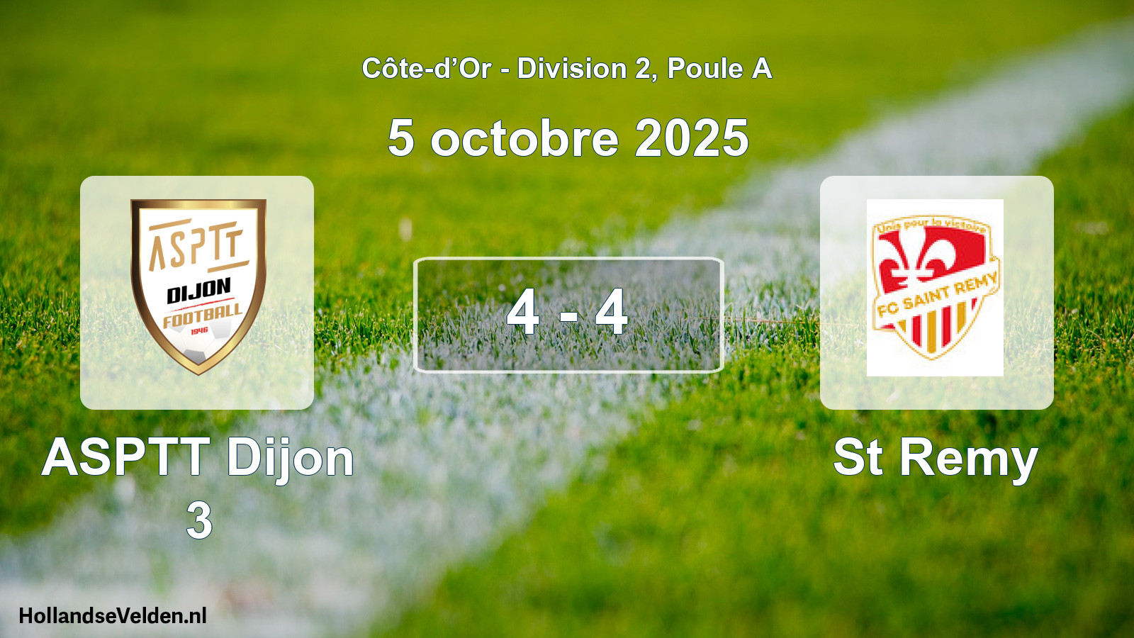 Total number of matches played: ASPTT Dijon 3 - St Remy 4 - 4 (5 October 2025)