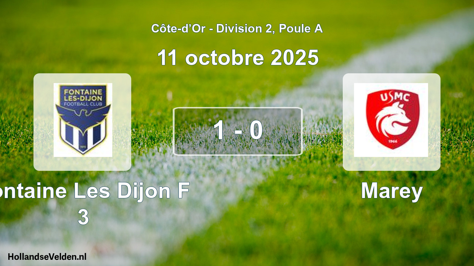 Match joué: Fontaine Les Dijon F 3 - Marey 1 - 0 (11 octobre 2025)