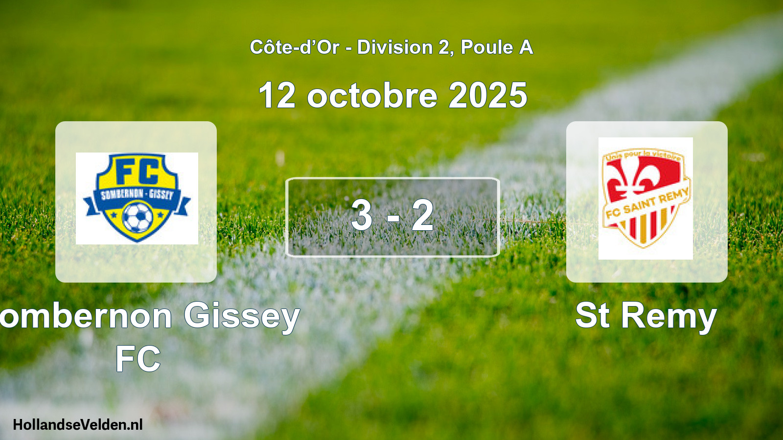 Gespeelde wedstrijd: Sombernon Gissey FC - St Remy 3 - 2 (12 oktober 2025)