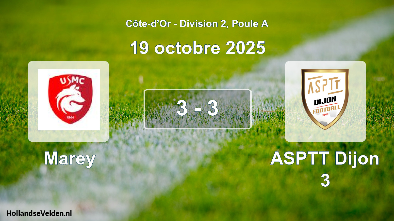 Match joué: Marey - ASPTT Dijon 3 3 - 3 (19 octobre 2025)
