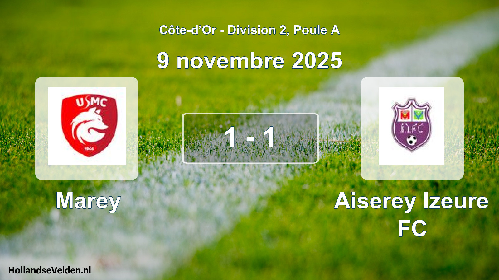 Match joué: Marey - Aiserey Izeure FC 1 - 1 (9 novembre 2025)