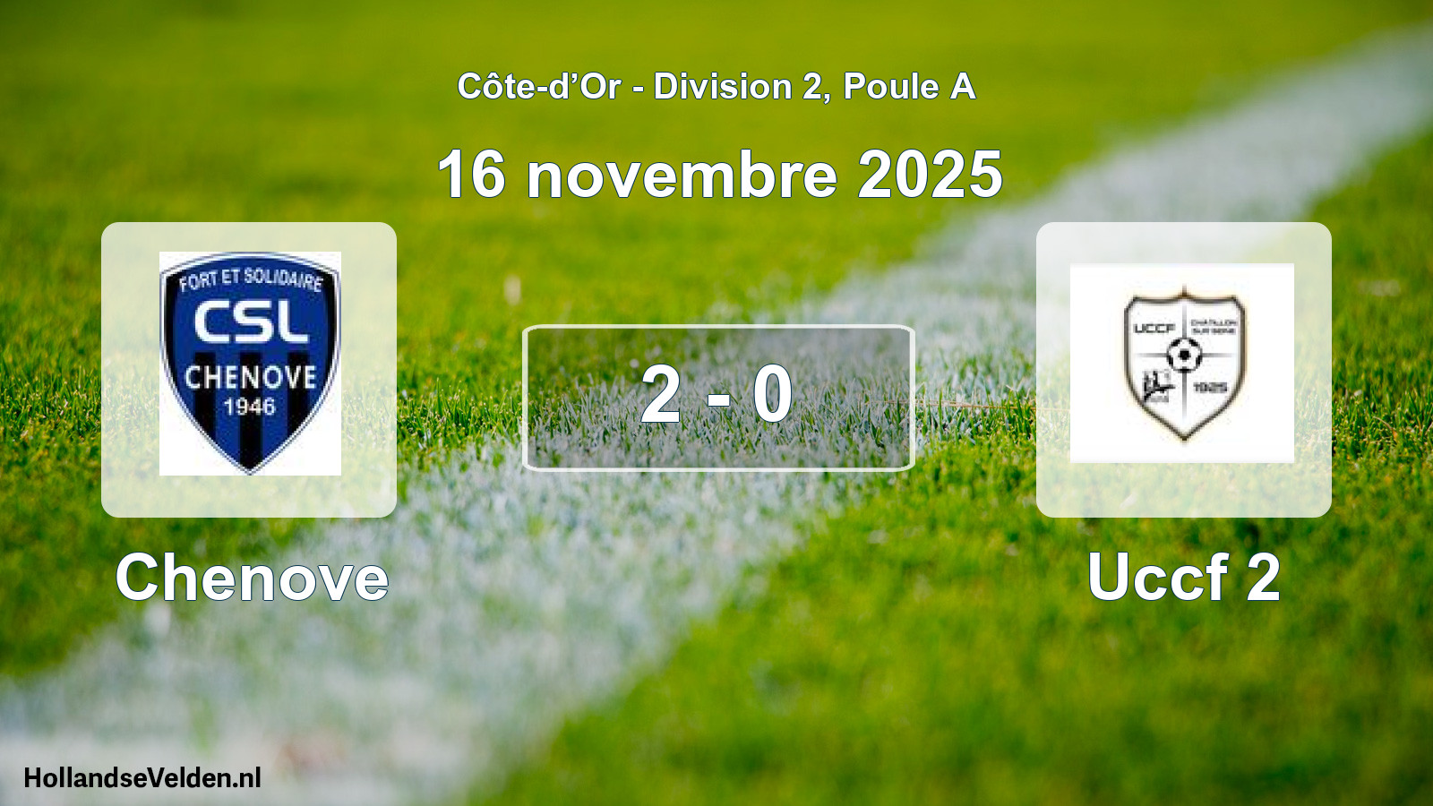 Match joué: Chenove - Uccf 2 2 - 0 (16 novembre 2025)