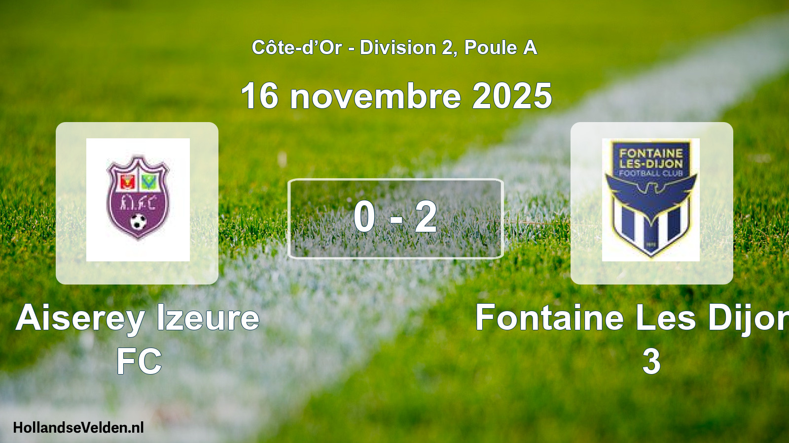 Match joué: Aiserey Izeure FC - Fontaine Les Dijon F 3 0 - 2 (16 novembre 2025)