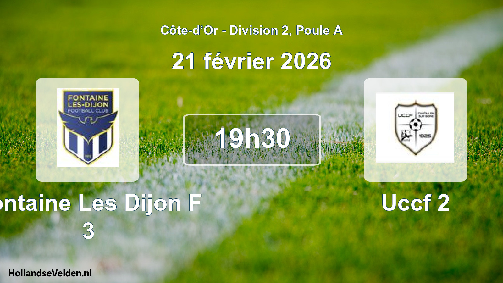 Match programmé: Fontaine Les Dijon F 3 - Uccf 2 (21 février 2026)
