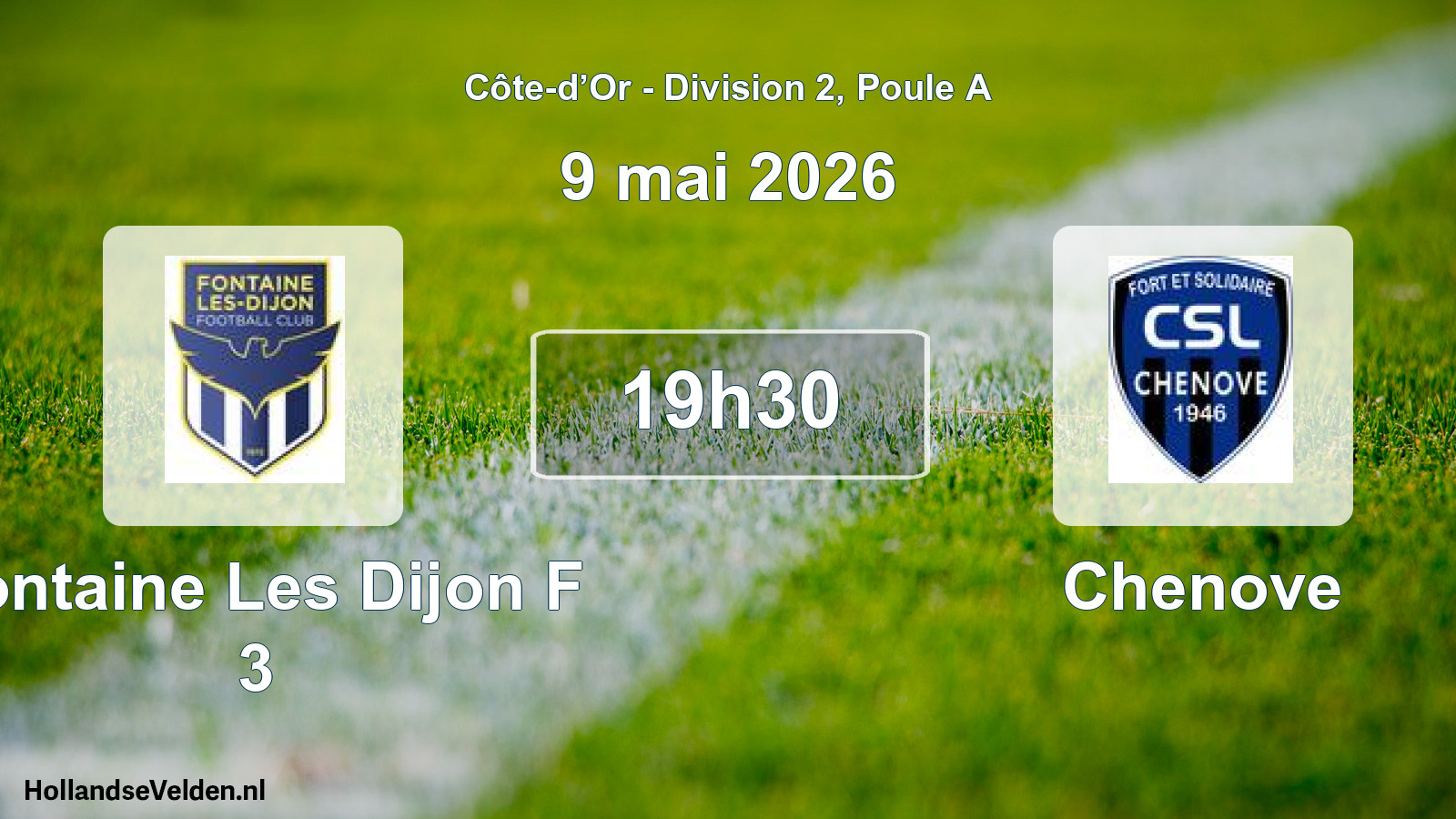 Match programmé: Fontaine Les Dijon F 3 - Chenove (9 mai 2026)