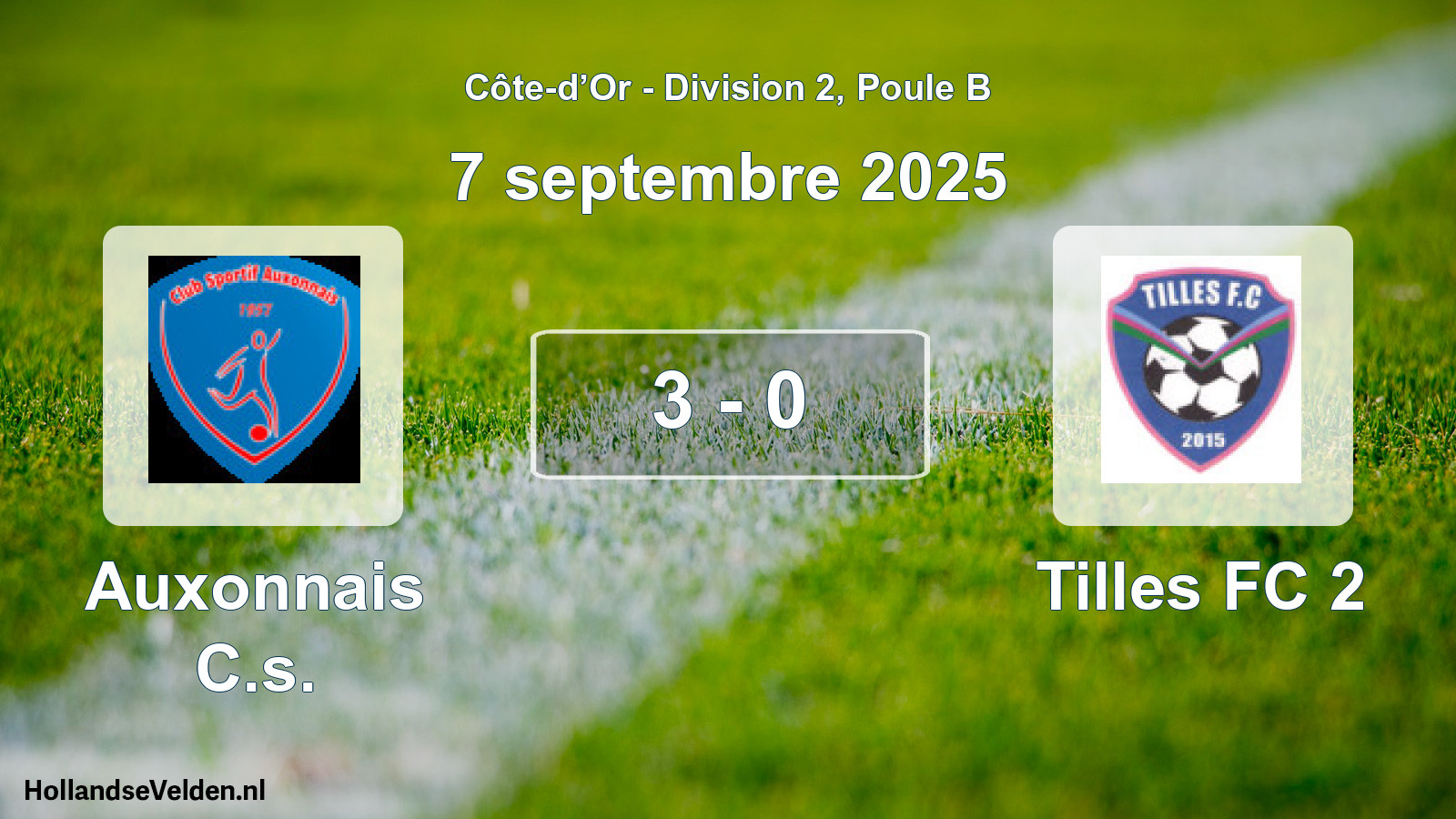 Match joué: Auxonnais C.s. - Tilles FC 2 3 - 0 (7 septembre 2025)