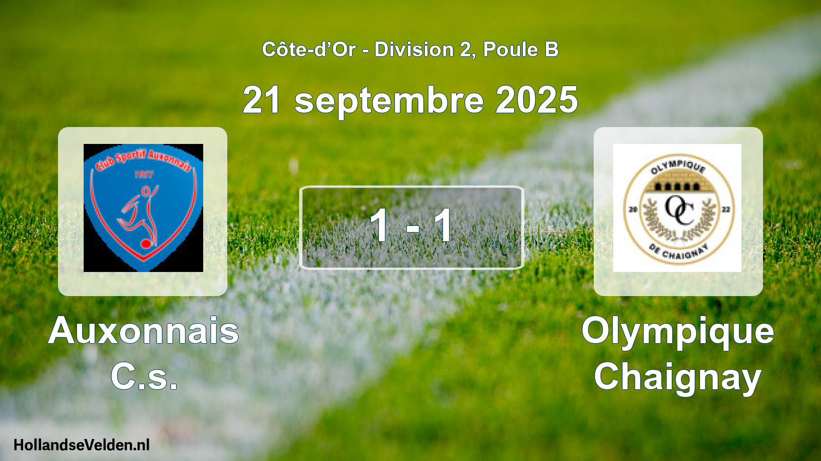 Gespeelde wedstrijd: Auxonnais C.s. - Olympique Chaignay 1 - 1 (21 september 2025)