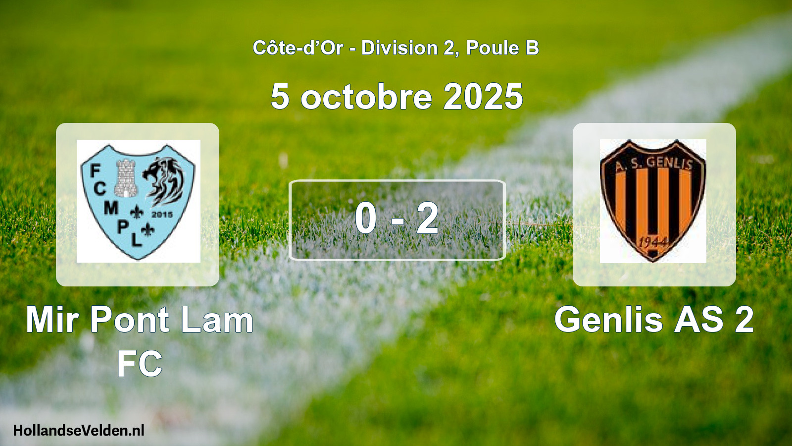 Match joué: Mir Pont Lam FC - Genlis AS 2 0 - 2 (5 octobre 2025)
