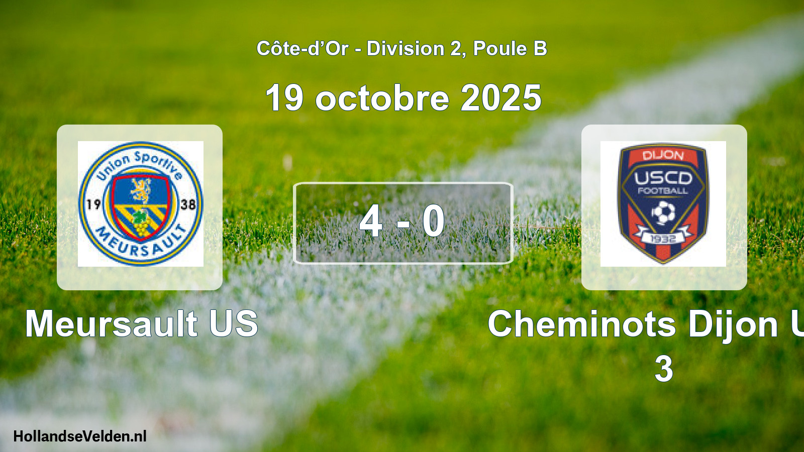 Match joué: Meursault US - Cheminots Dijon US 3 4 - 0 (19 octobre 2025)