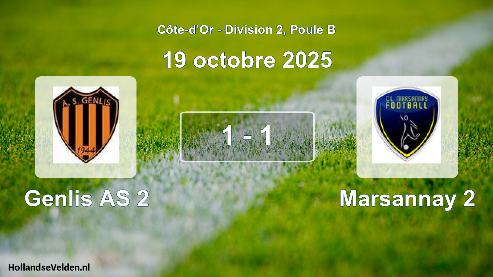Match joué: Genlis AS 2 - Marsannay 2 1 - 1 (19 octobre 2025)