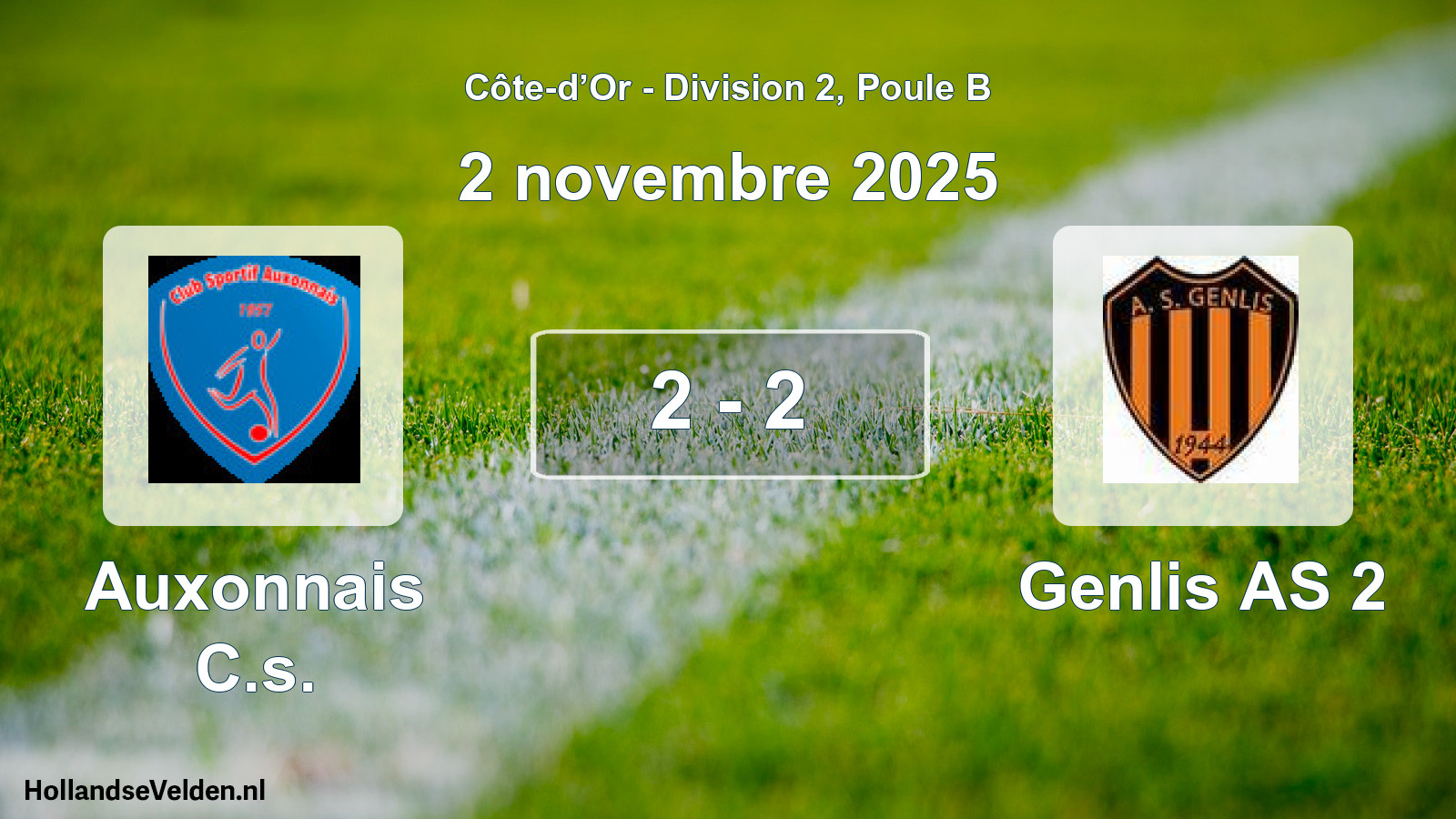 Match joué: Auxonnais C.s. - Genlis AS 2 2 - 2 (2 novembre 2025)
