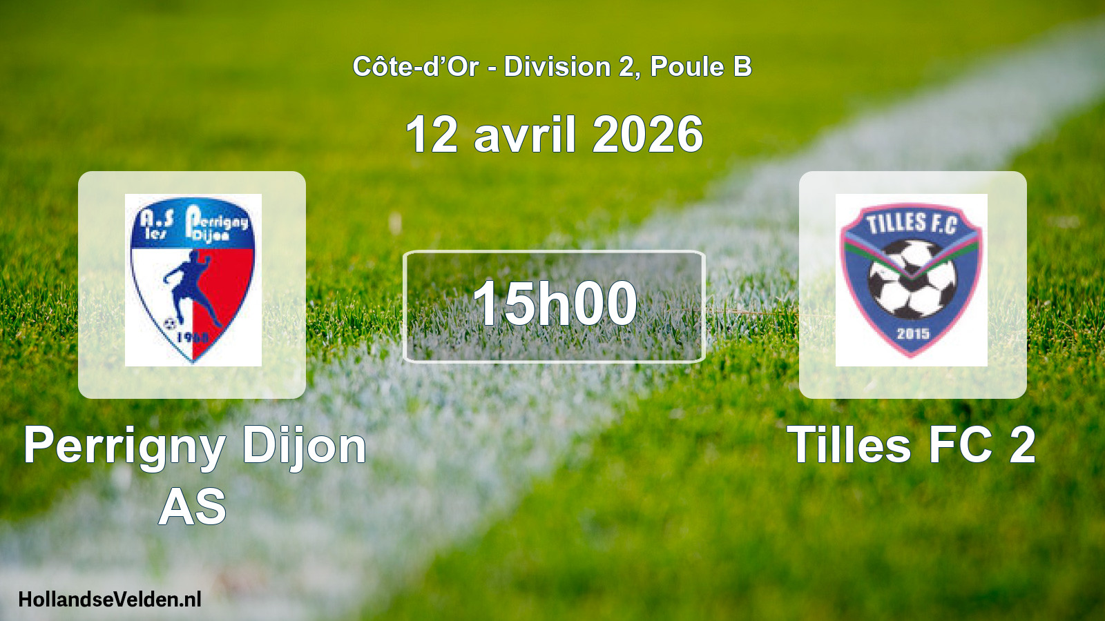 Match programmé: Perrigny Dijon AS - Tilles FC 2 (12 avril 2026)