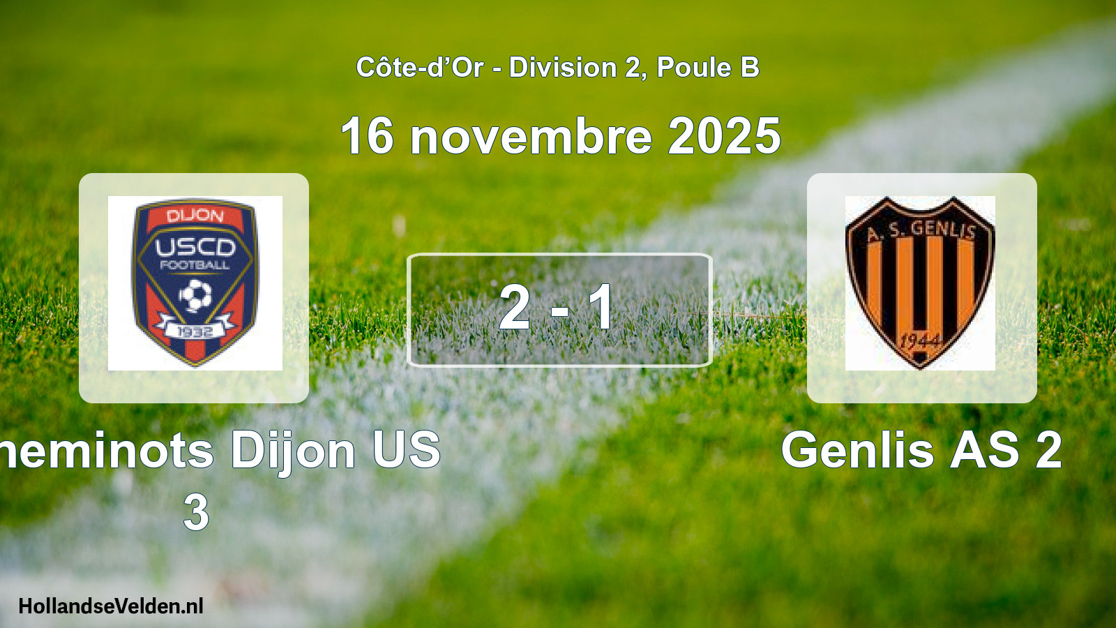 Match joué: Cheminots Dijon US 3 - Genlis AS 2 2 - 1 (16 novembre 2025)