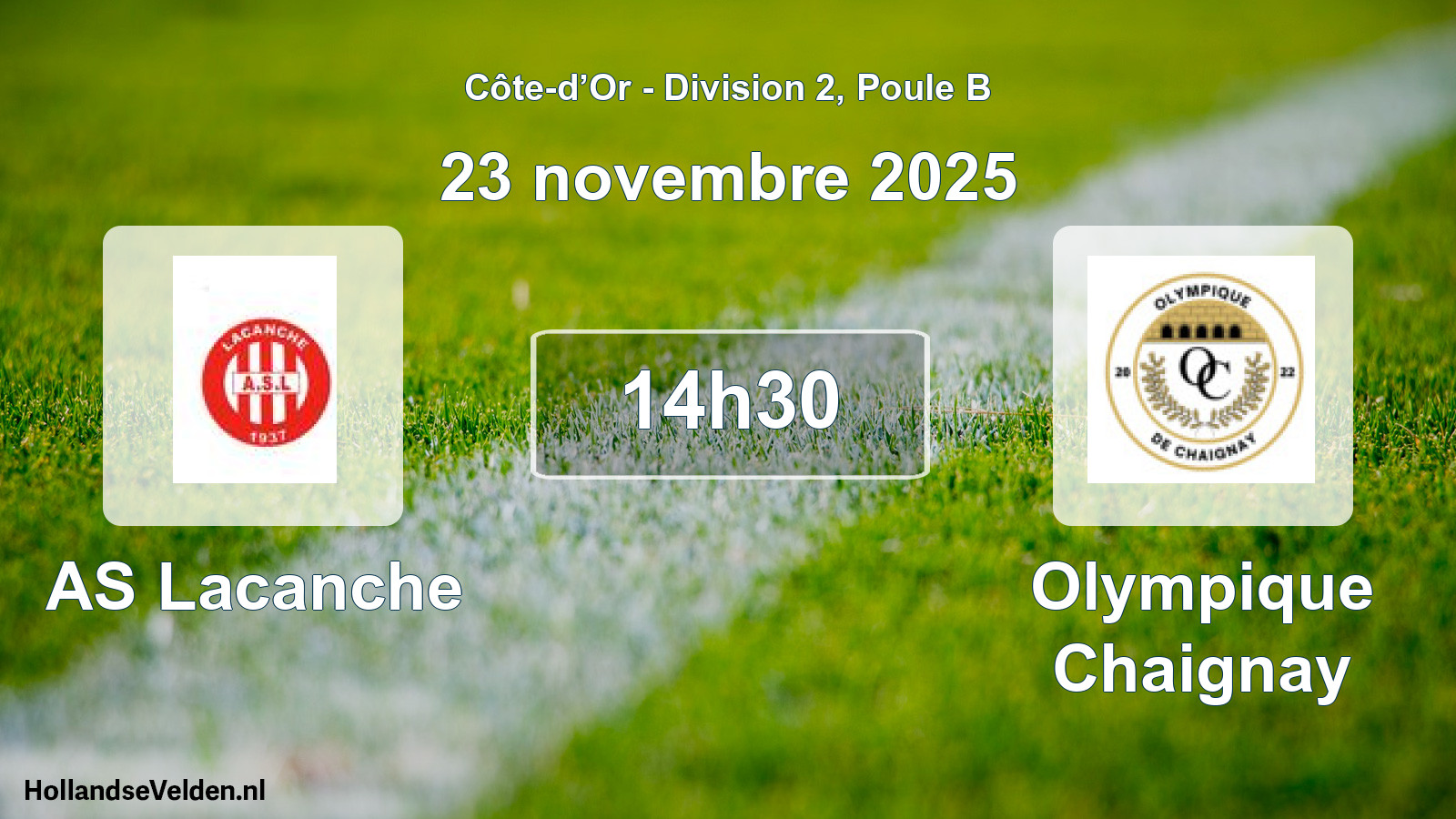 Match programmé: AS Lacanche - Olympique Chaignay (23 novembre 2025)