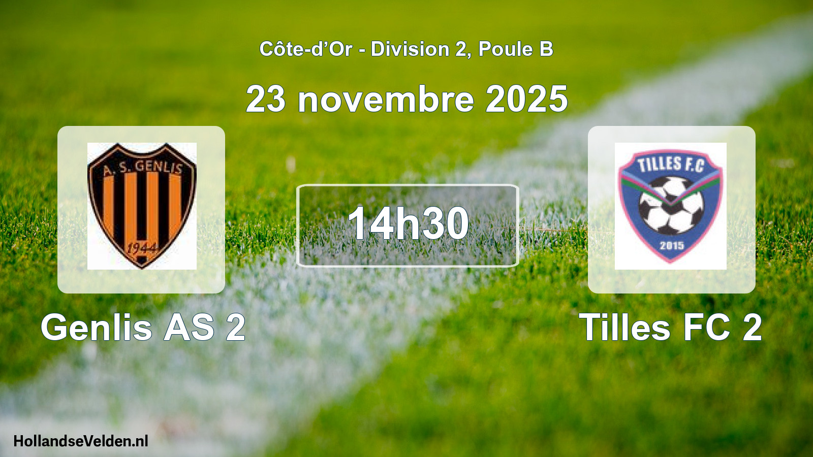 Match programmé: Genlis AS 2 - Tilles FC 2 (23 novembre 2025)
