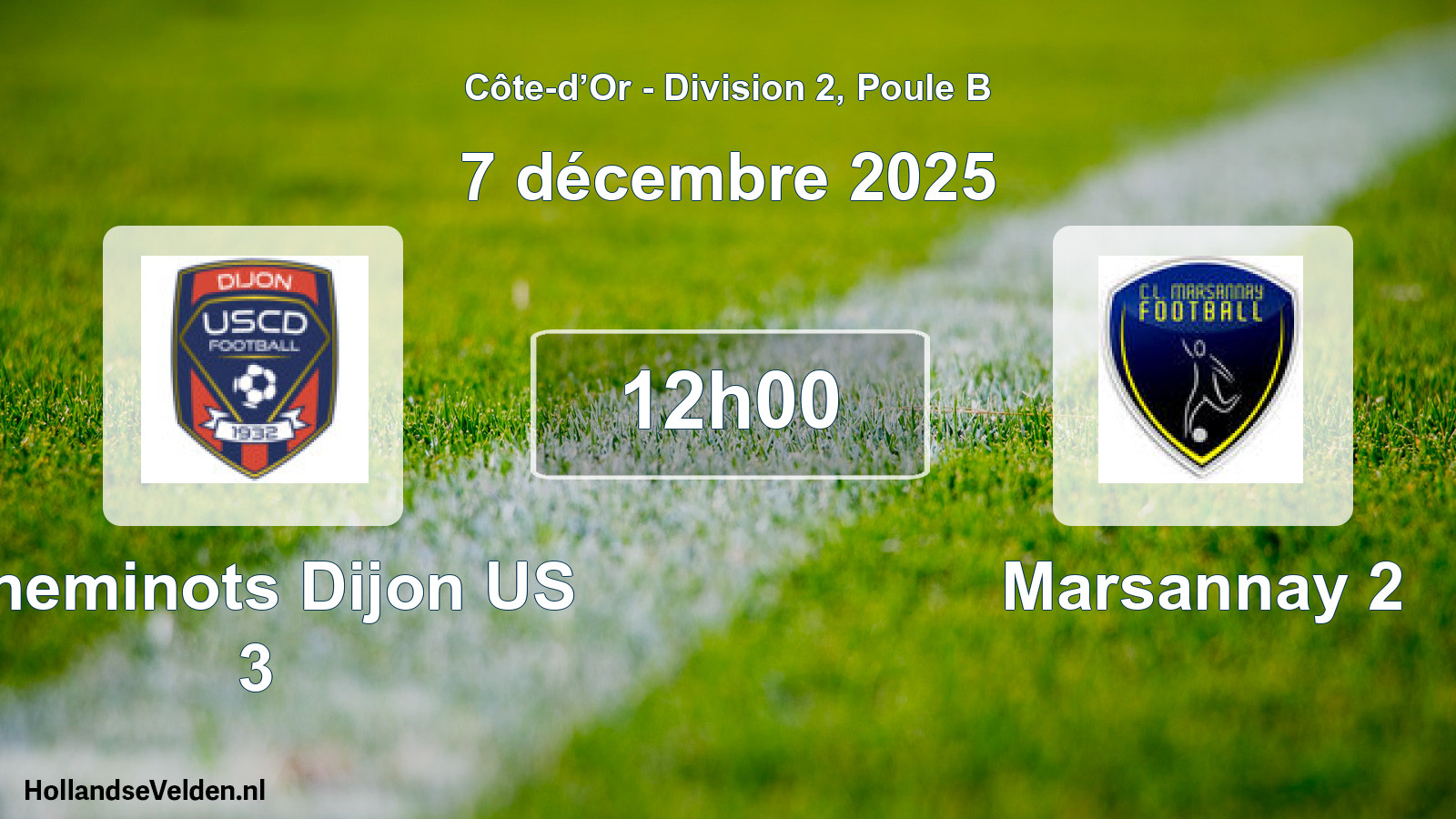 Match programmé: Cheminots Dijon US 3 - Marsannay 2 (7 décembre 2025)
