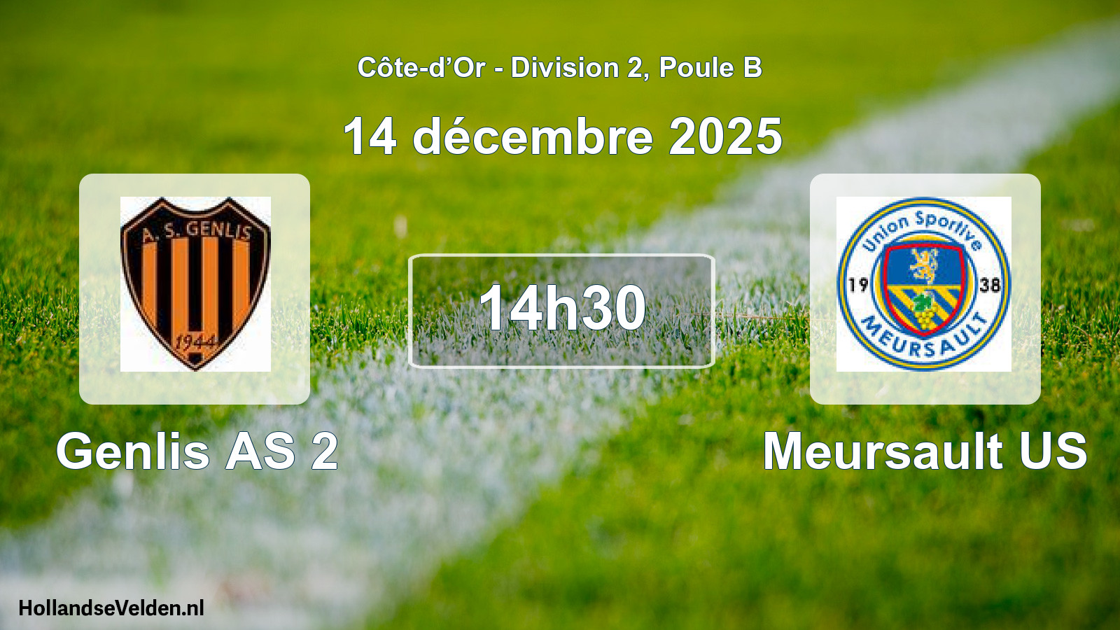 Match programmé: Genlis AS 2 - Meursault US (14 décembre 2025)