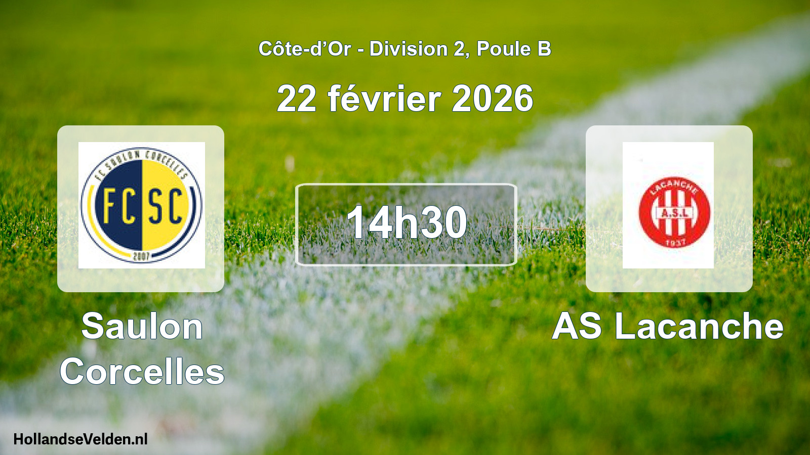 Match programmé: Saulon Corcelles - AS Lacanche (22 février 2026)
