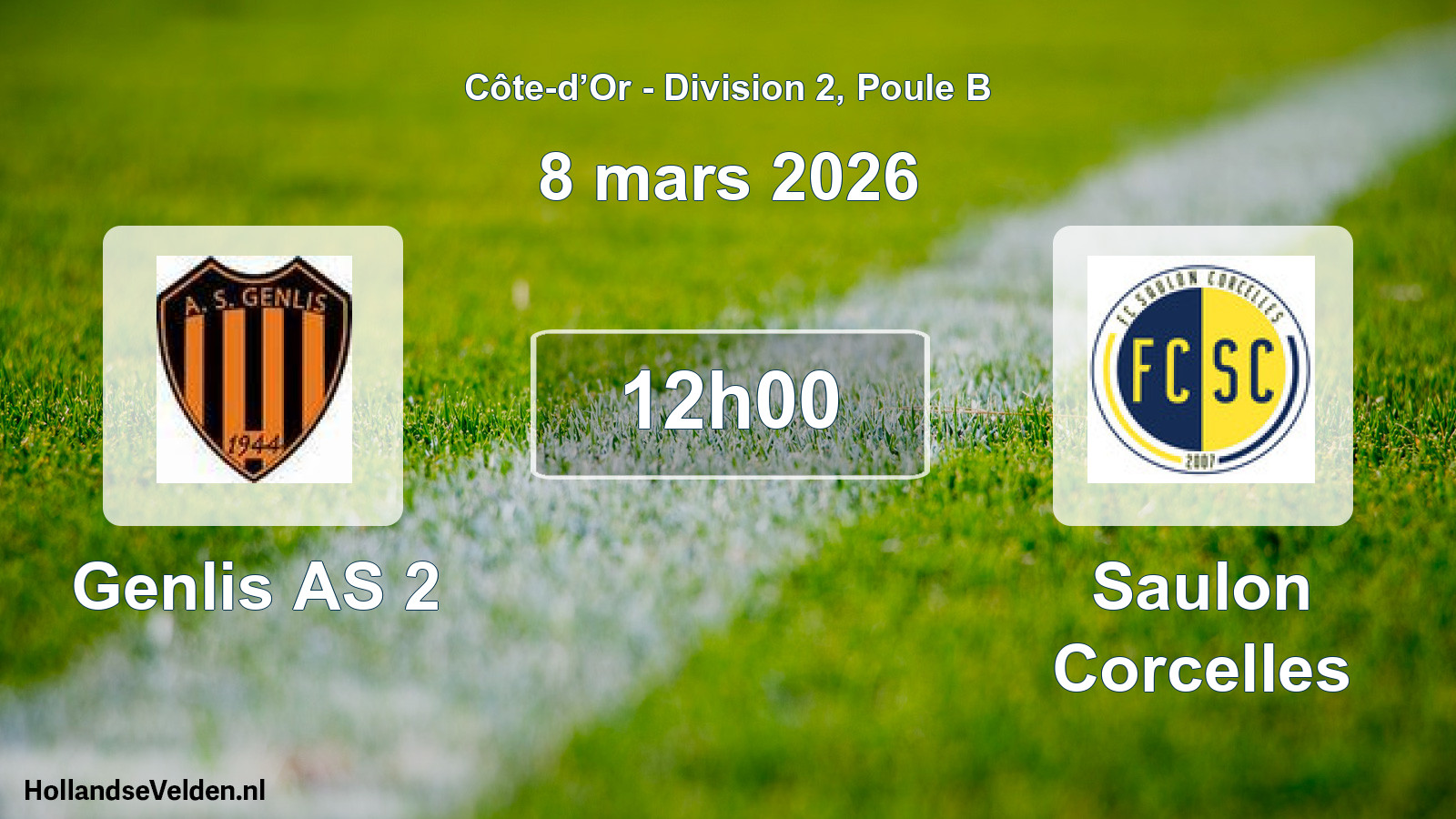 Match programmé: Genlis AS 2 - Saulon Corcelles (8 mars 2026)