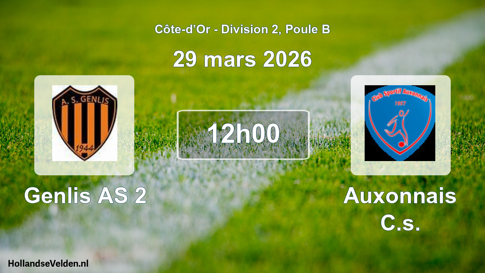 Match programmé: Genlis AS 2 - Auxonnais C.s. (29 mars 2026)