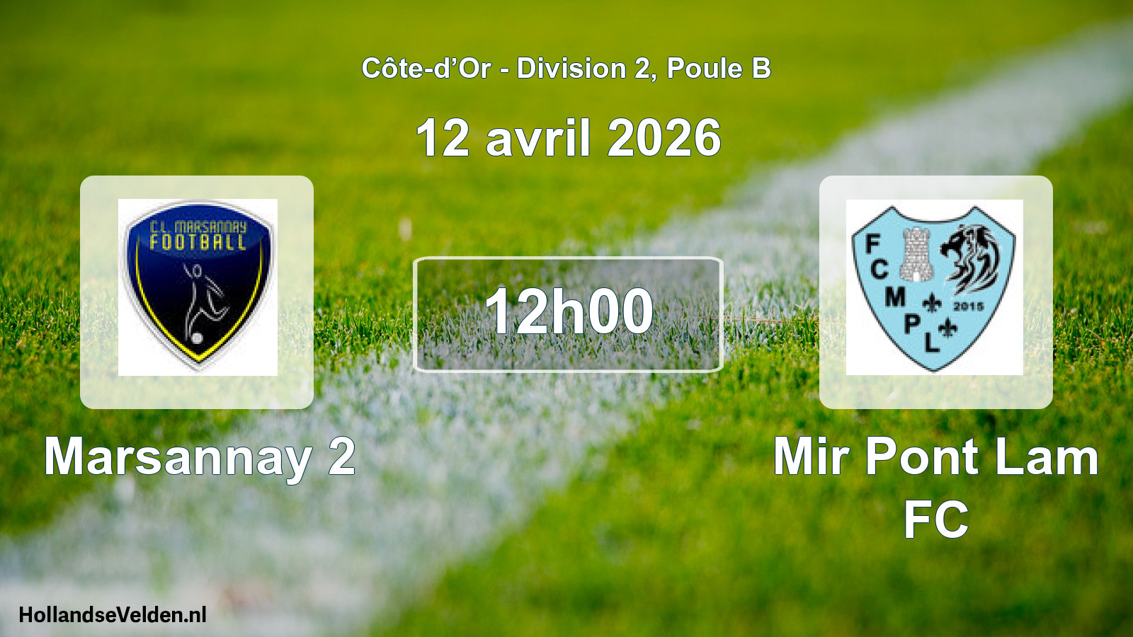 Match programmé: Marsannay 2 - Mir Pont Lam FC (12 avril 2026)