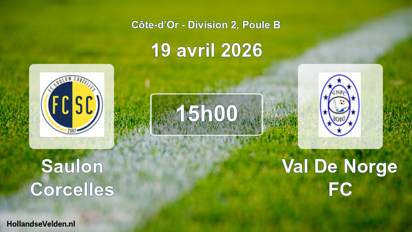 Match programmé: Saulon Corcelles - Val De Norge FC (19 avril 2026)