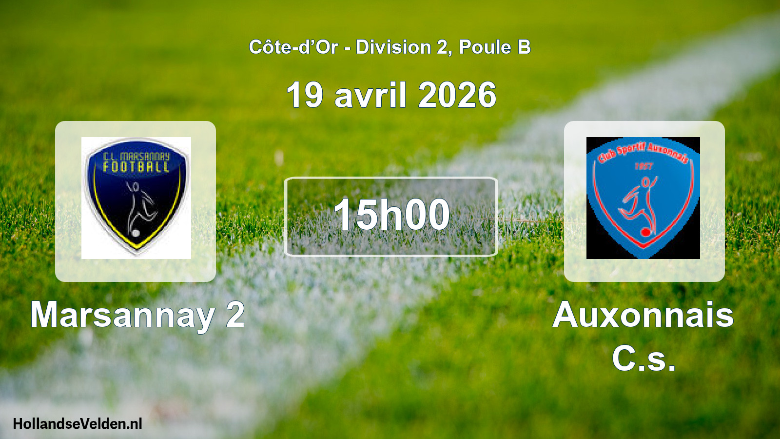 Match programmé: Marsannay 2 - Auxonnais C.s. (19 avril 2026)