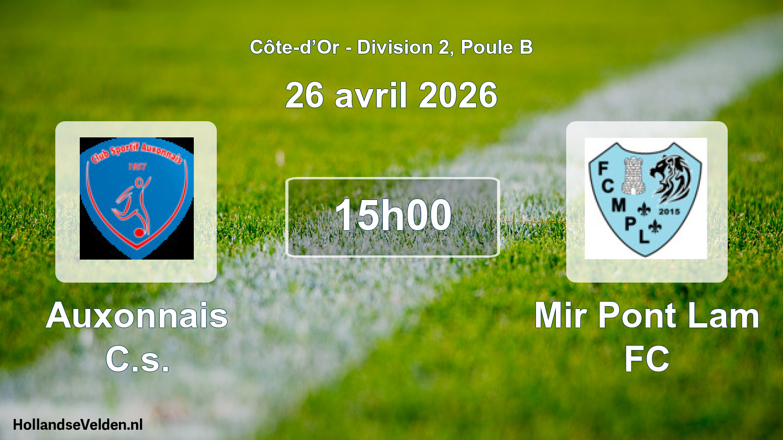 Match programmé: Auxonnais C.s. - Mir Pont Lam FC (26 avril 2026)