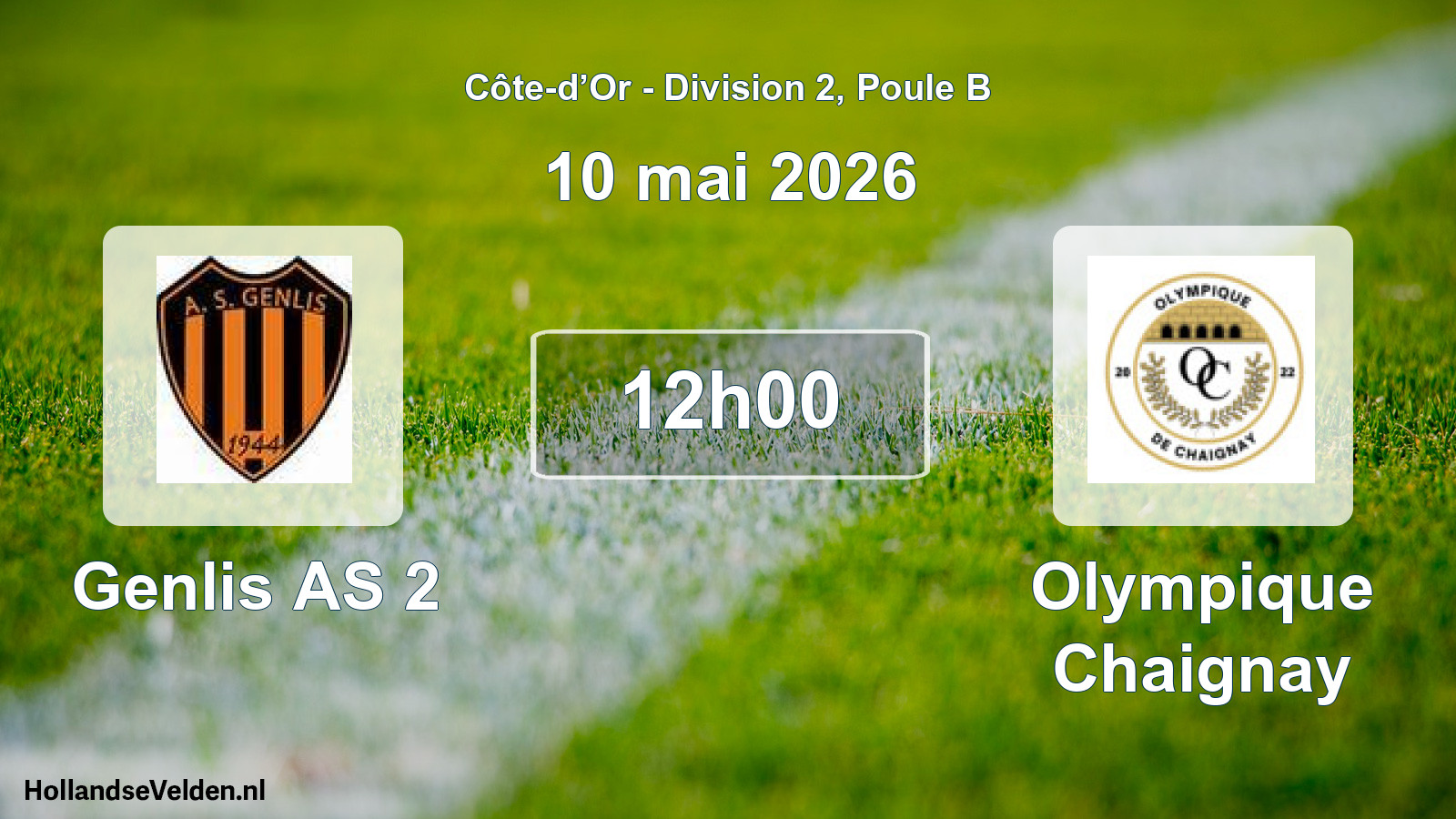 Match programmé: Genlis AS 2 - Olympique Chaignay (10 mai 2026)