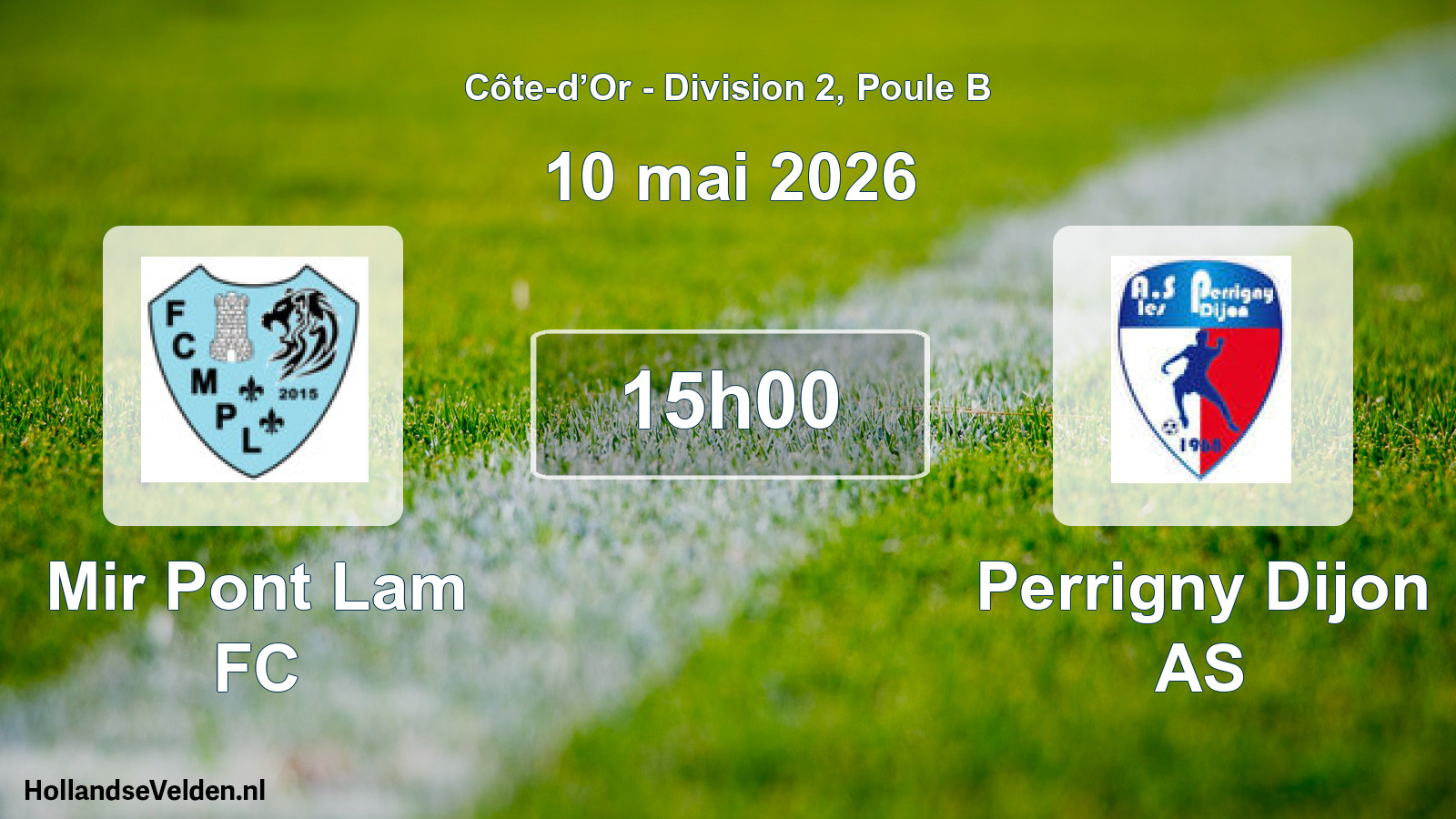Match programmé: Mir Pont Lam FC - Perrigny Dijon AS (10 mai 2026)