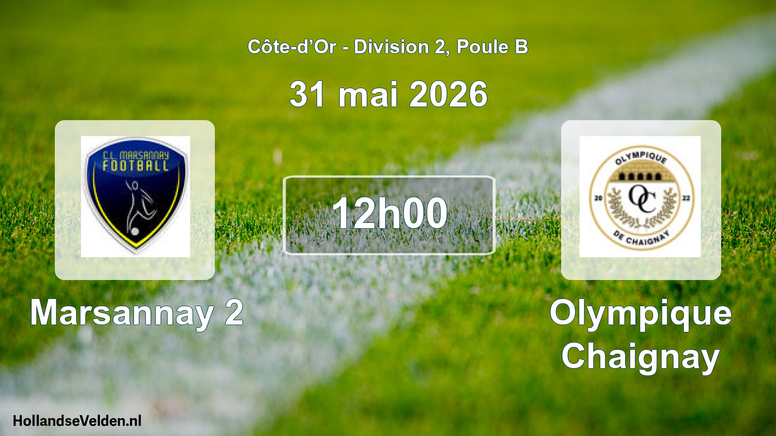 Match programmé: Marsannay 2 - Olympique Chaignay (31 mai 2026)