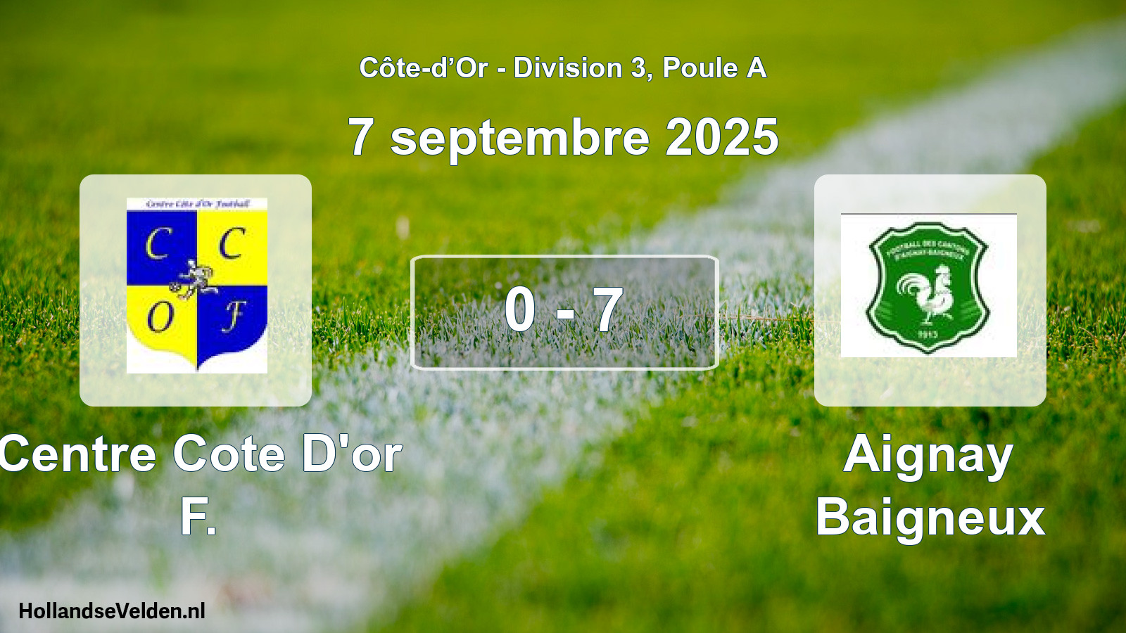 Match joué: Centre Cote D'or F. - Aignay Baigneux 0 - 7 (7 septembre 2025)